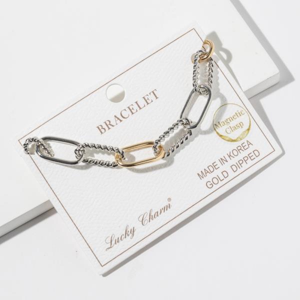 OLD DIPPED TWO TONE MIXED LINK BRACELET