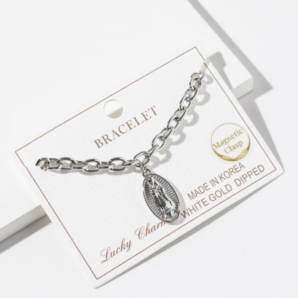 GOLD DIPPED METAL CHAIN LINK OVAL GUADALUPE  BRACELET