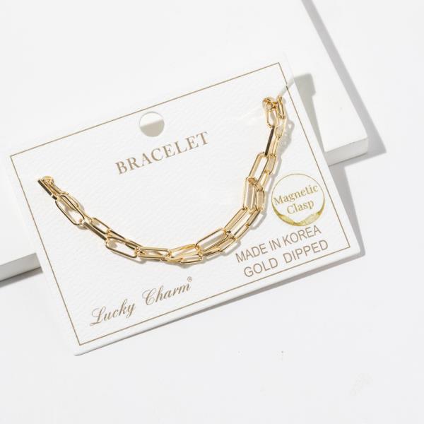 GOLD DIPPED METAL OVAL CHAIN LINK BRACELET