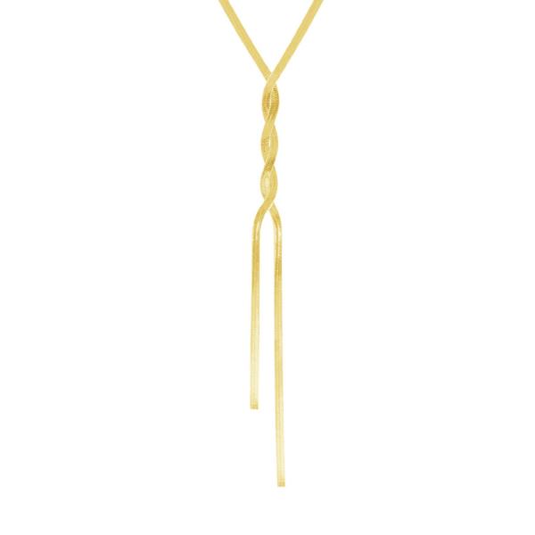 HERRINGBONE TWISTED Y LONG NECKLACE
