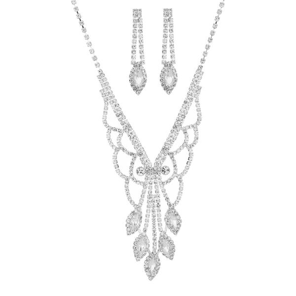 RHINESTONE LAYERED MARQUISE EARRING SET