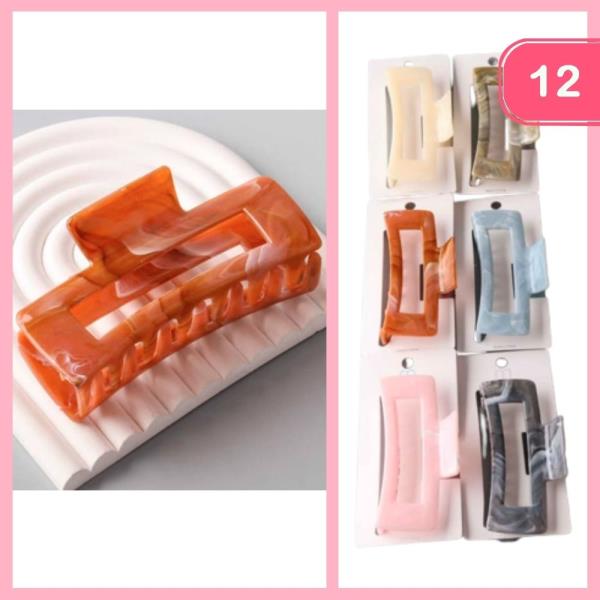 MARBLED RECTANGLE CLAW CLIP (12 UNITS)
