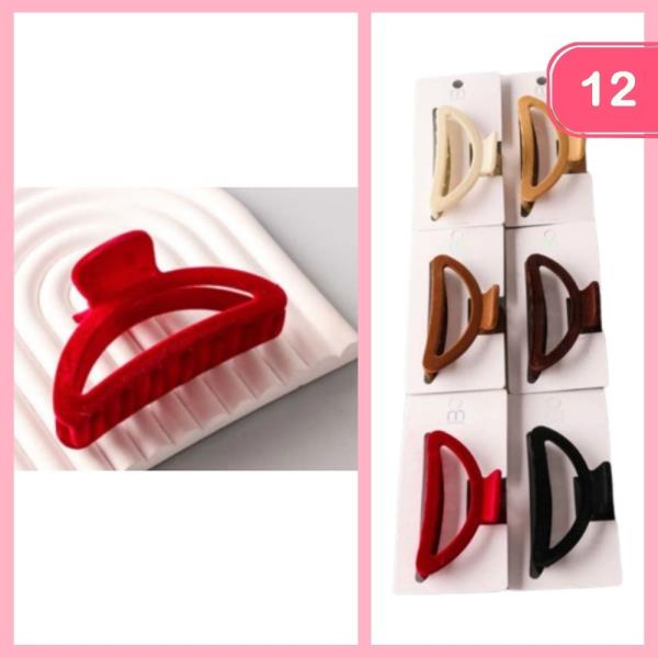 VELVET HALF MOON CLAW CLIP (12 UNITS)