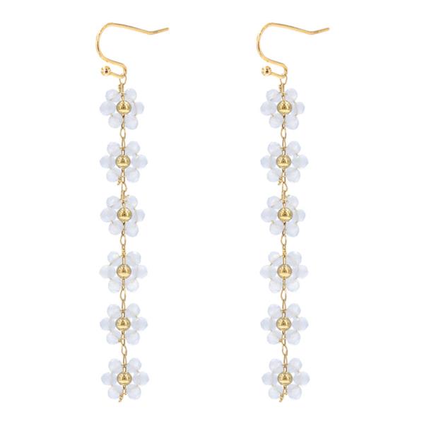 BEADED FLOWER  LINEAR EARRING