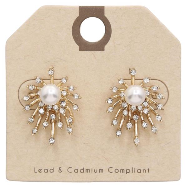 PEARL BEAD RHINESTONE POST EARRING