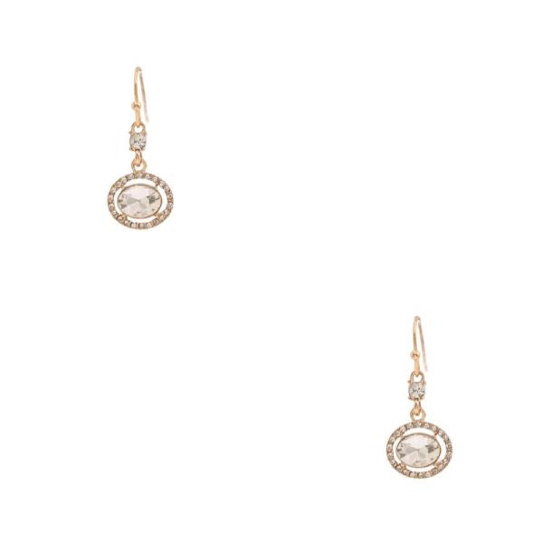OVAL CRYSTAL DANGLE EARRING