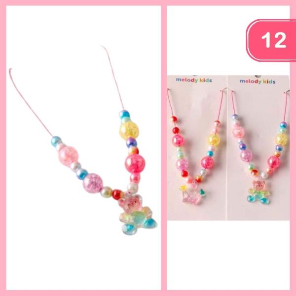 BEAR CROWN BUBBLE BEADED NECKLACE (12 UNITS)