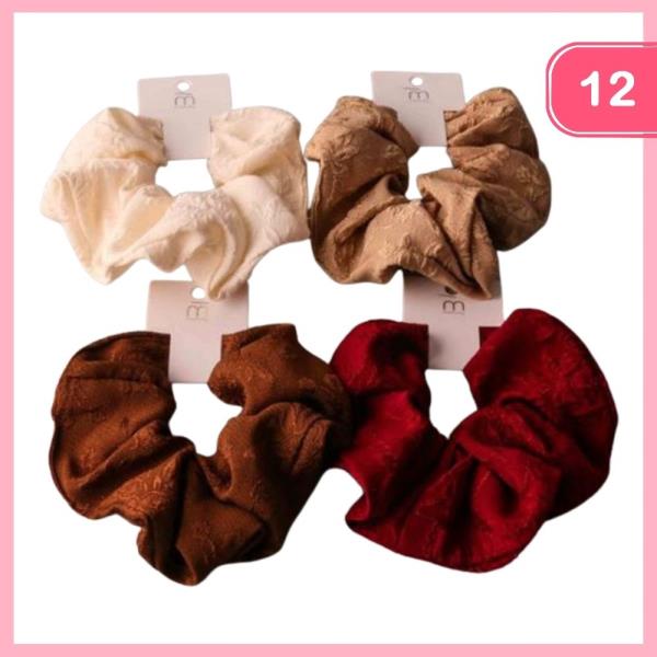 FLORAL JACQUARD SCRUNCHIE (12 UNITS)
