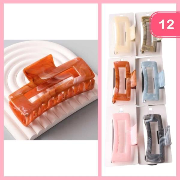 MARBLE RECTANGLE CLAW CLIP (12 UNITS)