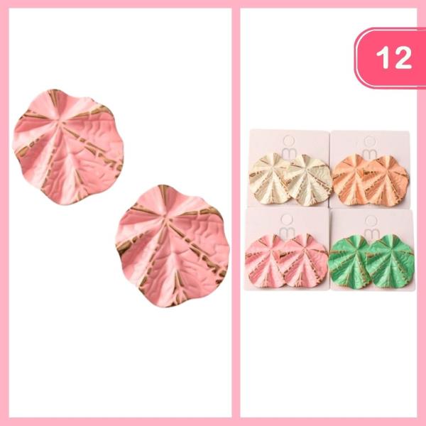 STAMPED FOLDED LEAF POST EARRING (12 UNITS)