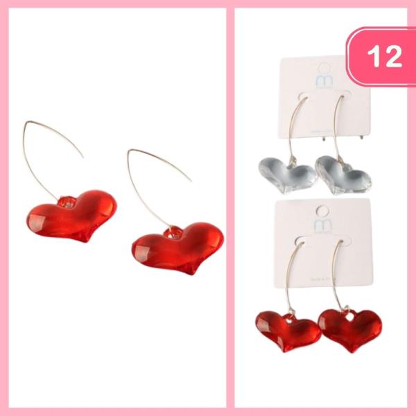 BUBBLE HEART THREADER EARRING (12 UNITS)