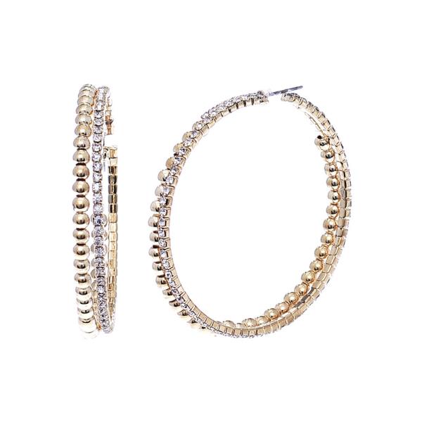 RHINESTONE LAYED BEADED HOOP EARRING