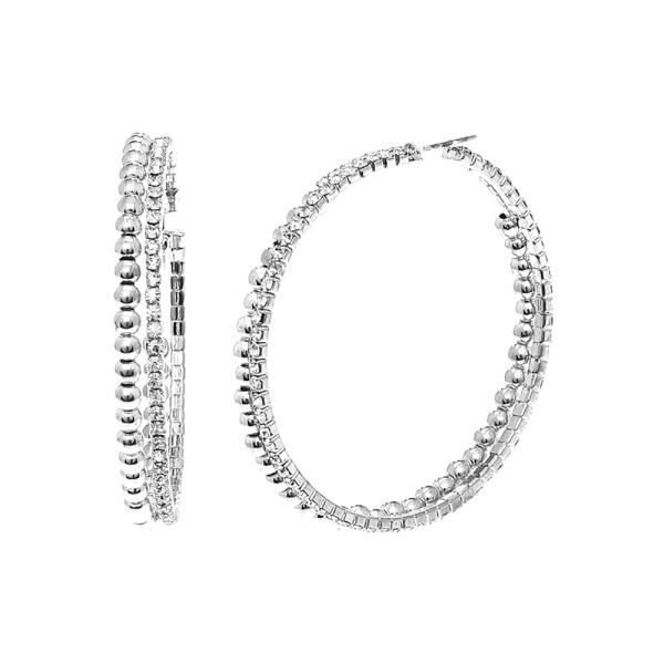RHINESTONE LAYED BEADED HOOP EARRING