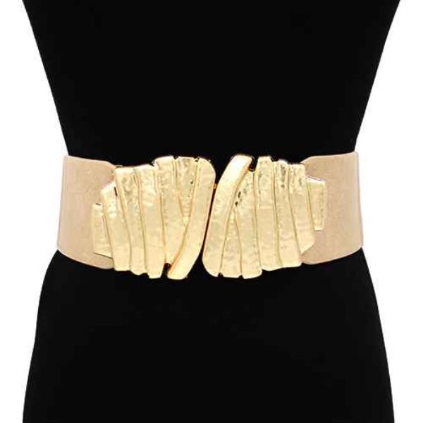 WIDE METAL ABSTRACT PLATE BUCKLE ELASTIC BELT