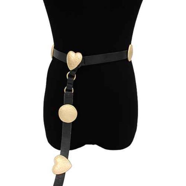 METAL HEART ACCENT LEATHER STRAP HARNESS BELT