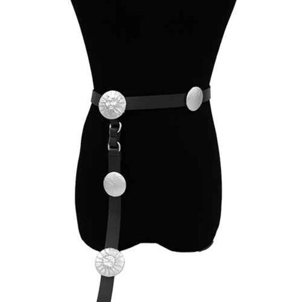 METAL ROUND ACCENT LEATHER STRAP HARNESS BELT