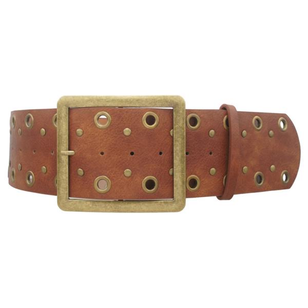 EYELET STUD SQUARE BUCKLE WIDE HIP BELT