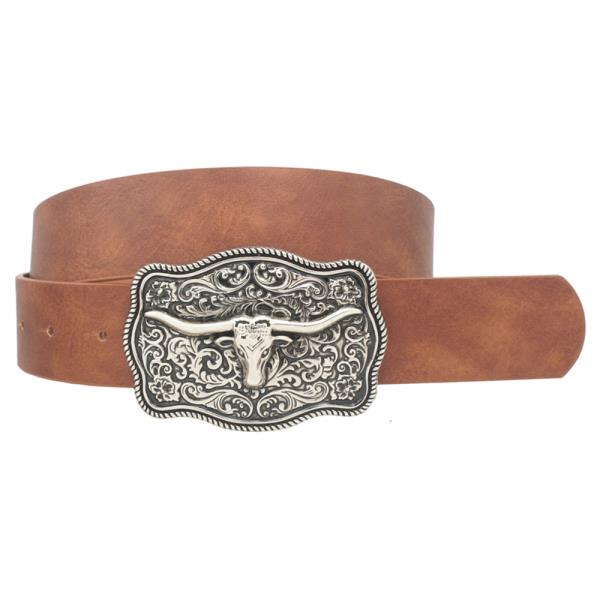 FLORAL MOTIFF LONGHORN ACCENT BELT