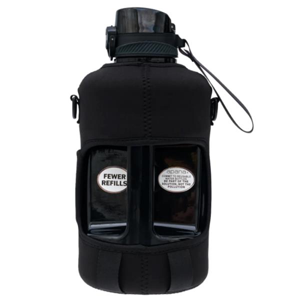 WATER BOTTLE BLACK W STRAP