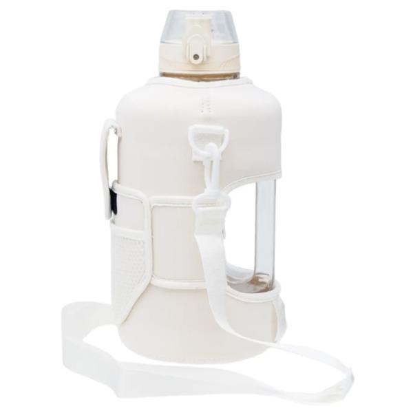 WATER BOTTLE WHITE W STRAP