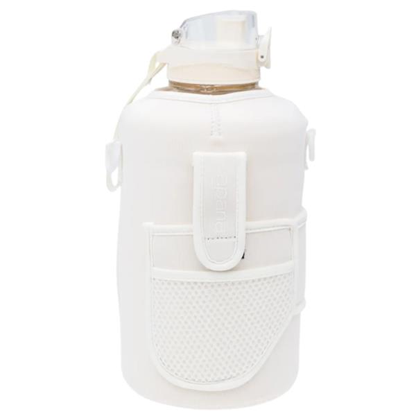 WATER BOTTLE WHITE W STRAP