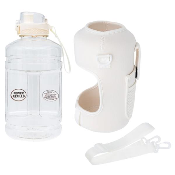WATER BOTTLE WHITE W STRAP
