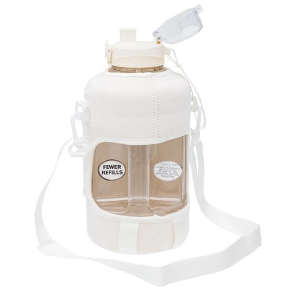 WATER BOTTLE WHITE W STRAP