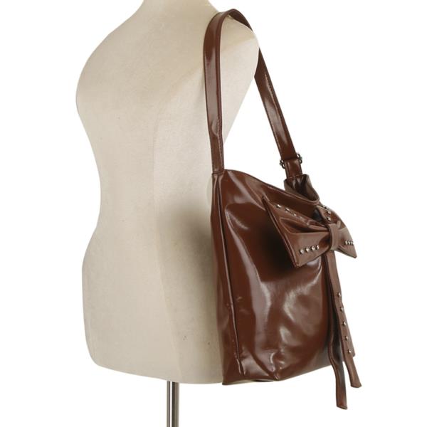 CHIC BOW STUD SHOULDER HOBO BAG
