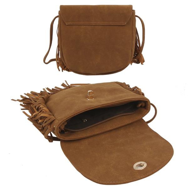 TWIST LOCK TASSEL CROSSBODY BAG