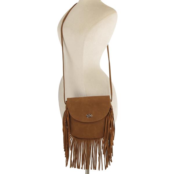 TWIST LOCK TASSEL CROSSBODY BAG