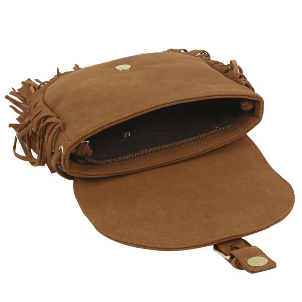 TASSEL BUCKLE FLAP CROSSBODY BAG