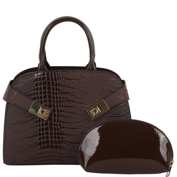 2IN1 TEXTURED SATCHEL W ZIPPER POUCH SET
