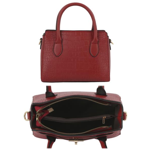 FASHION CROC TEXTURED HANDLE SATCHEL BAG