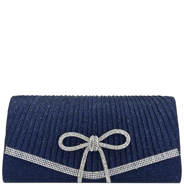 RHINESTONE BOW EVENING CLUTCH BAG