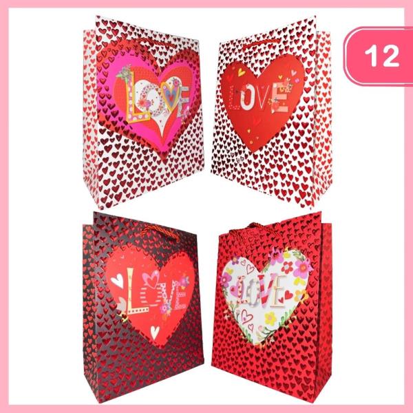 LARGE VALENTINE`S DAY GIFT BAGS (12 PCS)