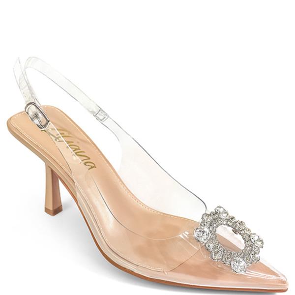 POINTED TOE SLING BACK HEEL W CRYSTAL ORNAMENT 12 PAIRS