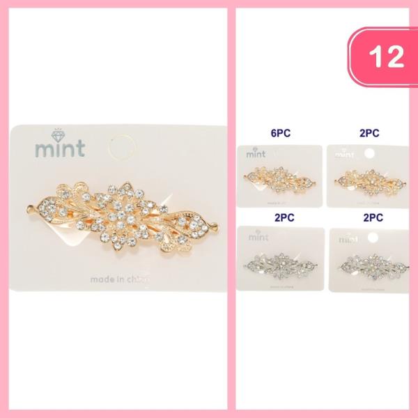 RHINESTONE BARRETTE HAIR CLIP (12 UNITS)