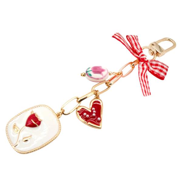 HEART SHAPE RIBBON BOW BAG CHARM