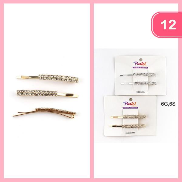 RHINESTONE HAIR PINS (12 UNITS)