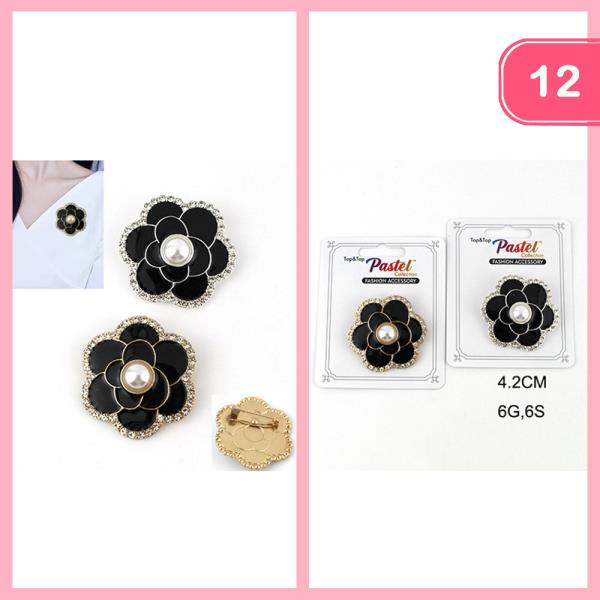 RHINESTONE FLOWER BROOCH (12 UNITS)