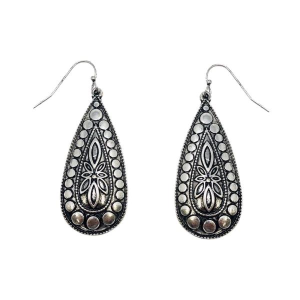 WESTERN METAL TEARDROP DANGLE EARRING