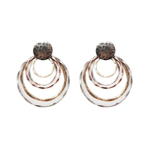 WESTERN TWO TONE METAL MULTI LOOP DANGLE EARRING