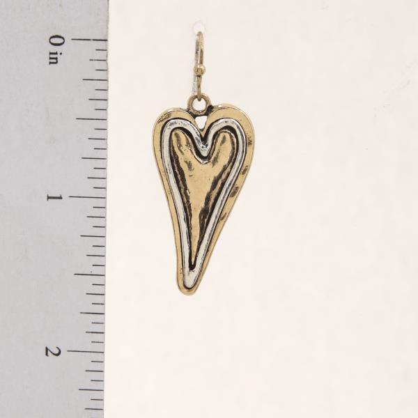 TWO TONE ABSTRACT HEART DANGLE EARRING