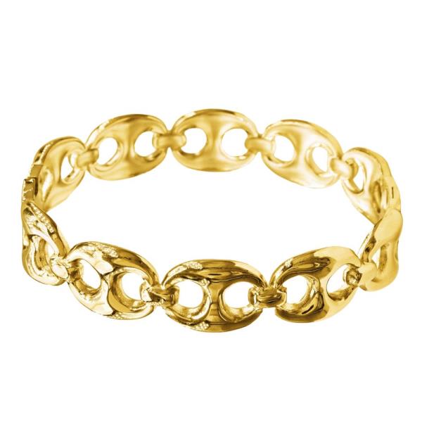 PIG NOSE LINK STAINLESS STEEL BANGLE BRACELET