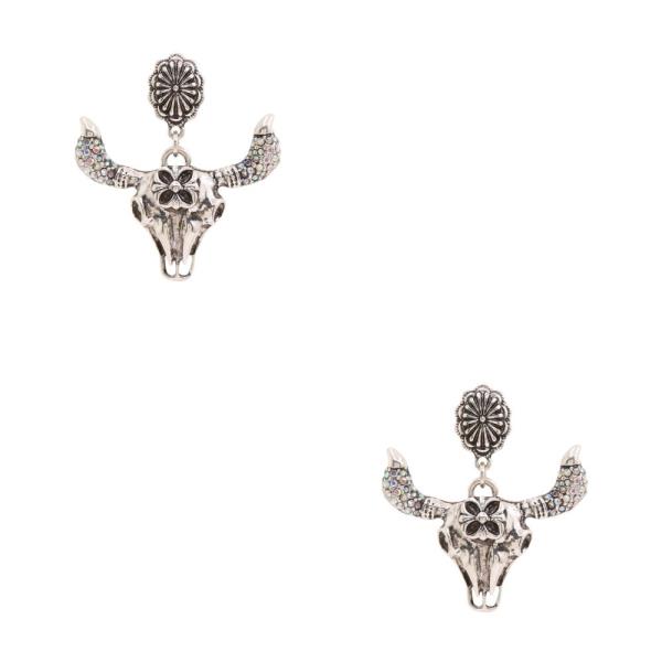 WESTERN STYLE CATTLE HEAD DANGLE EARRING