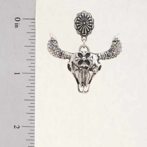 WESTERN STYLE CATTLE HEAD DANGLE EARRING