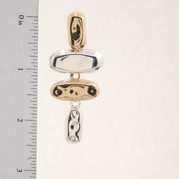 TWO TONE LONG OVAL LINK DANGLE EARRING