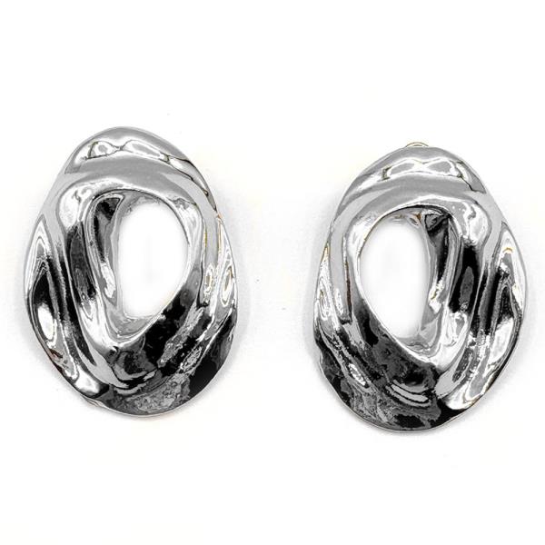 TEXTURED METAL ORGANIC OVAL STUD EARRING