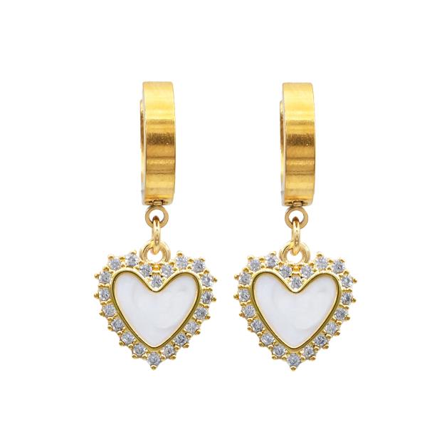 HEART SHAPE STAINLESS STEEL HUGGIE EARRING