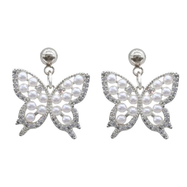 PEARL BUTTERFLY STAINLESS STEEL DANGLE EARRING